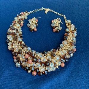 Multicolored necklace and earring set